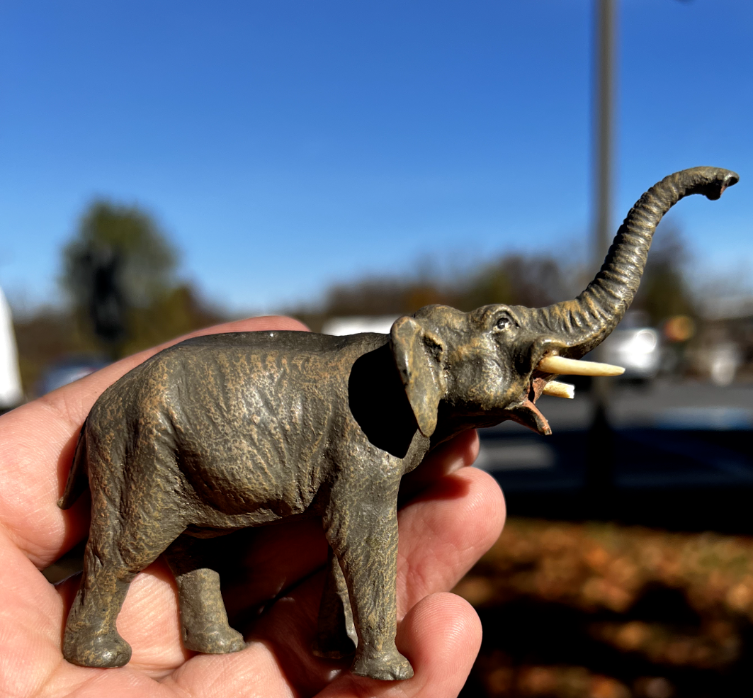 Large Antique Austrian Vienna Cold Painted Bronze Figure of Elephant12