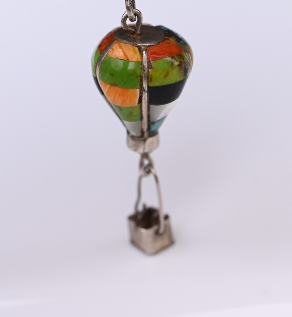 Vintage Native American Zuni Navajo Sterling Silver Hot Air Balloon Pendant0