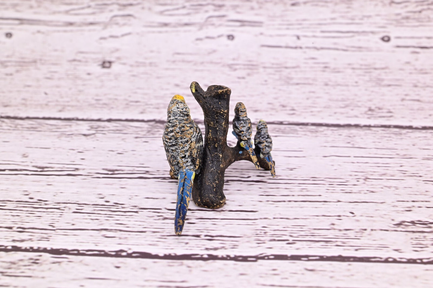 Gorgeous Antique Austrian Vienna Cold Painted Bronze Figure of Parakeet Family ￼18