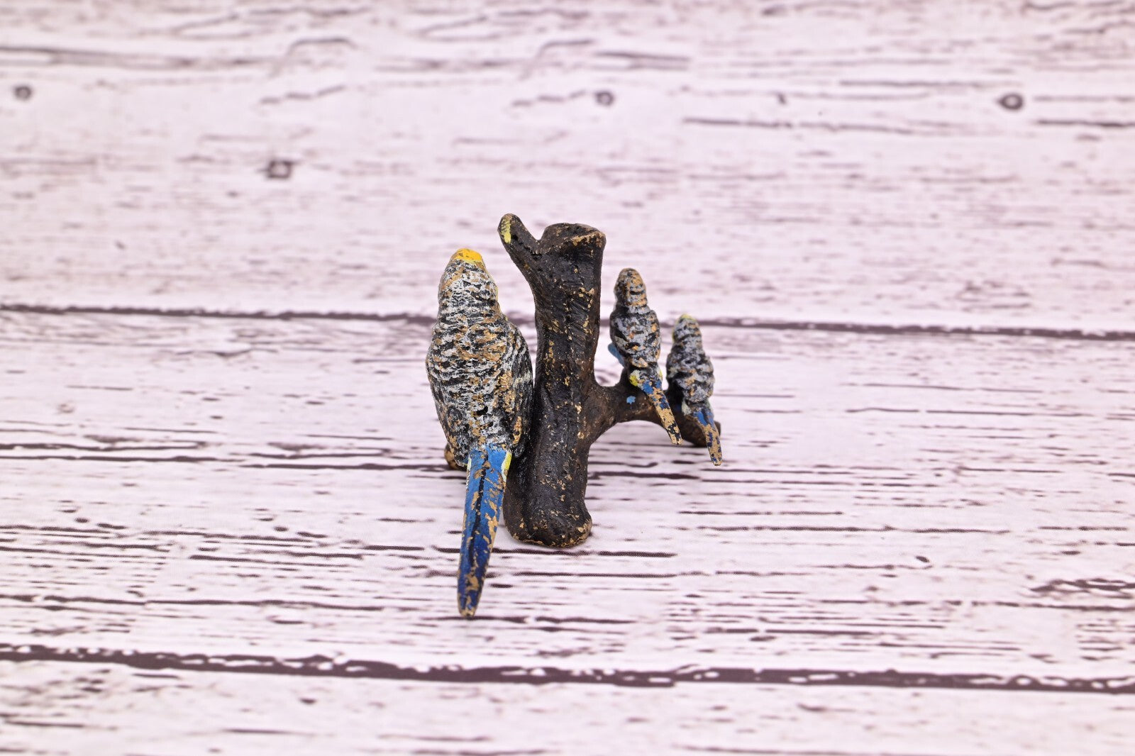 Gorgeous Antique Austrian Vienna Cold Painted Bronze Figure of Parakeet Family ￼18