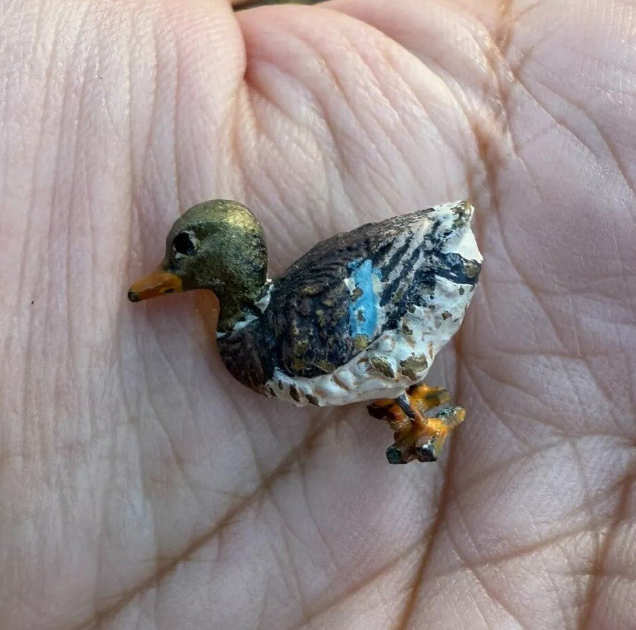 Miniature Antique Austrian Vienna Cold Painted Bronze Figure of Mallard Duck4