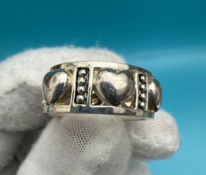 Lovely Sterling Silver Eternity Ring with Puffy Hearts Signed ECCLISSI0