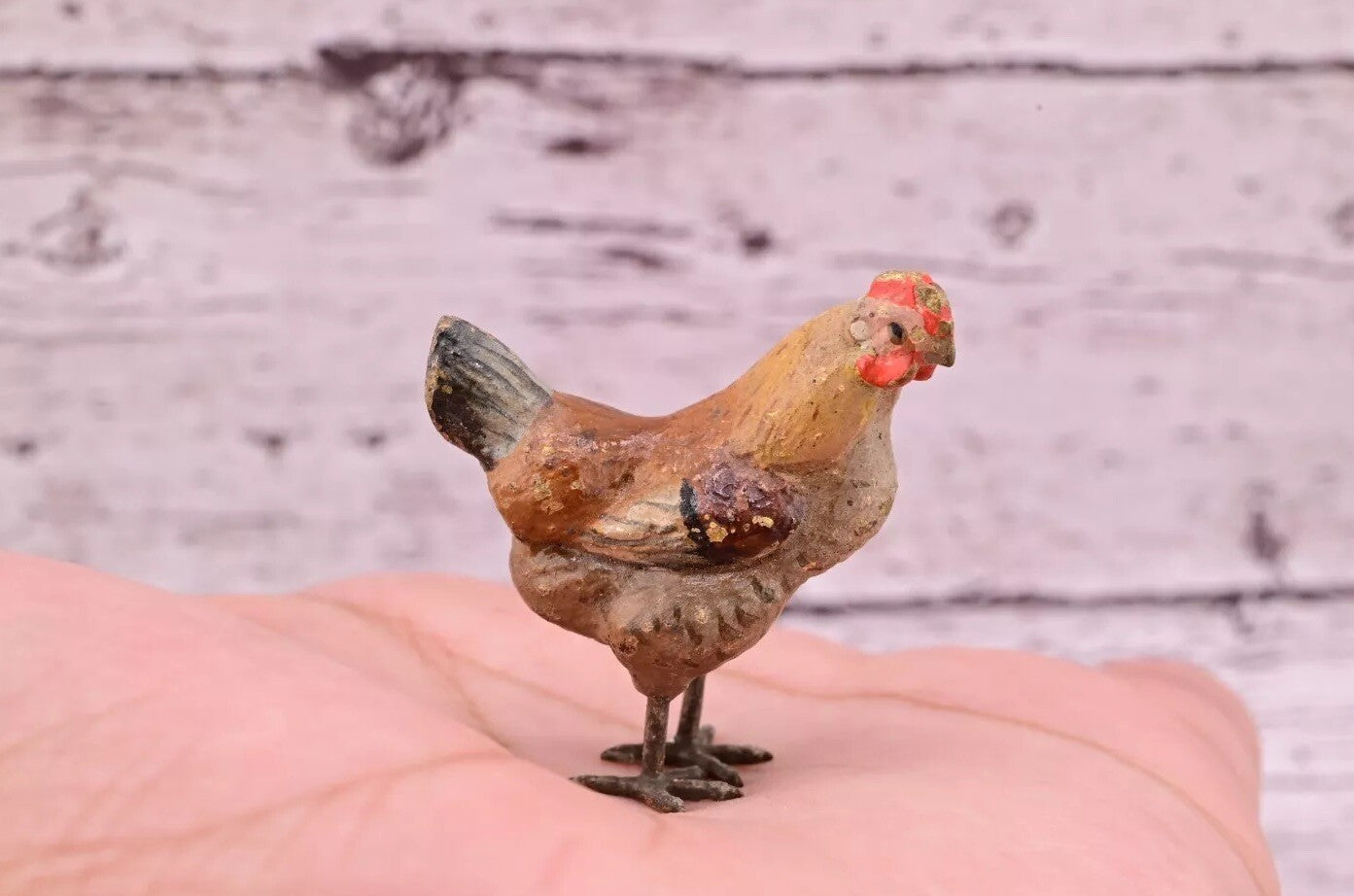 Attractive Antique Austrian Vienna Cold Painted Bronze Figure of Brown Hen0