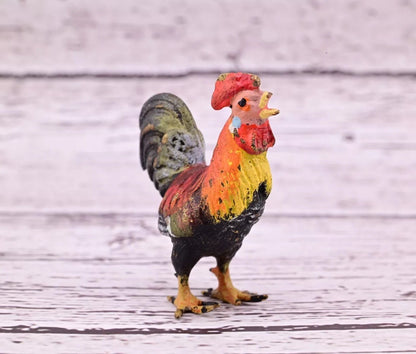 Colorful Antique Austrian Vienna Cold Painted Bronze Figure of Miniature Rooster0