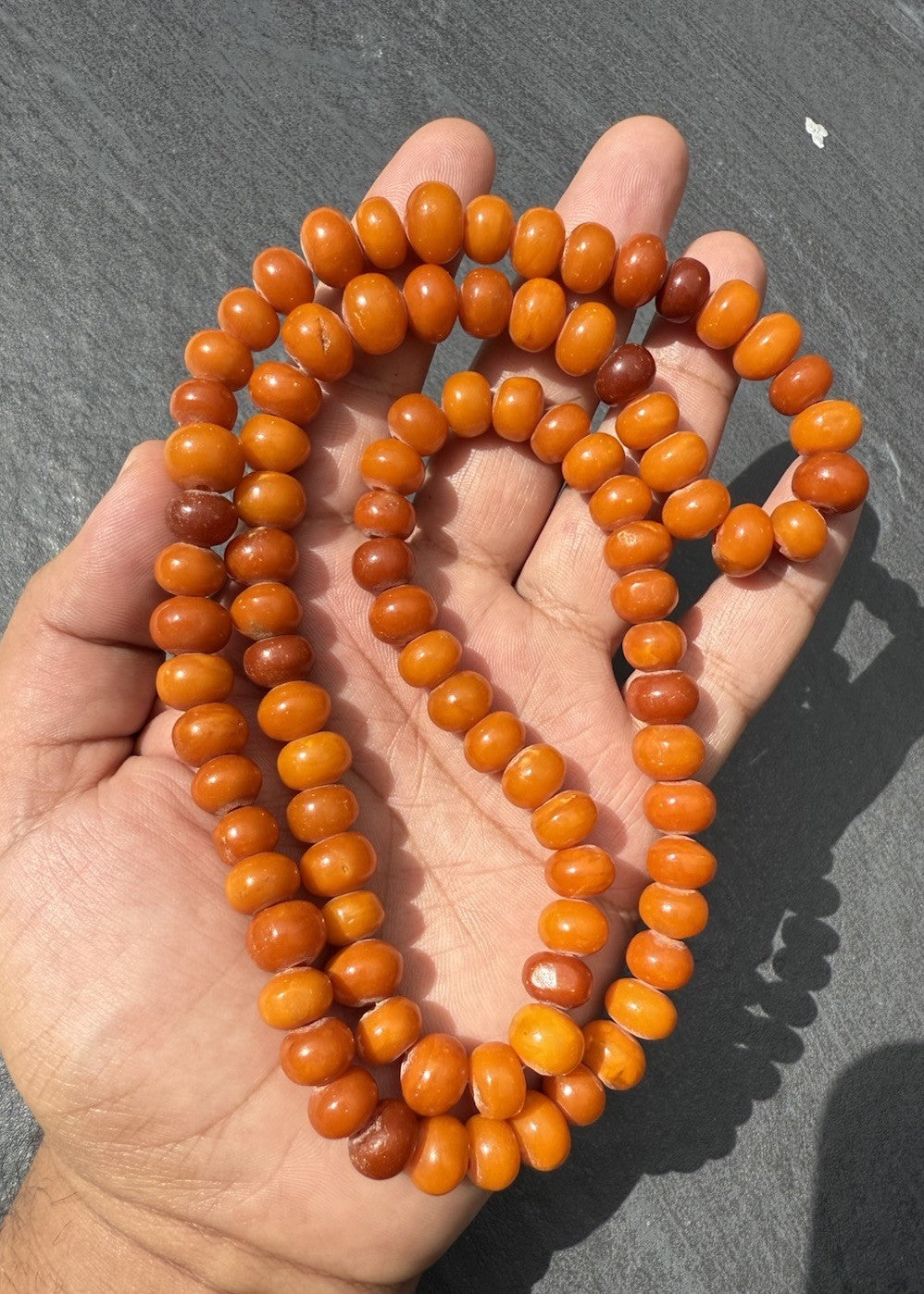 Rare Shape Antique Marbled Natural Baltic Butterscotch Amber Beaded Necklace4