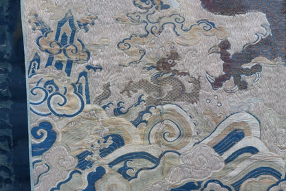 Stunning Glass Framed Ming - Early Qing Dynasty Silk Altar Panel W/ Dragons3