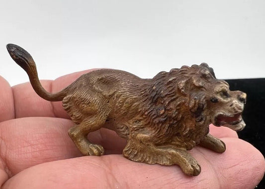 Super Awesome Austrian Vienna Small Miniature Lion Antiques 1900s Cold Painted0