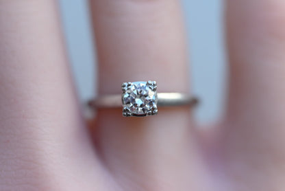 Early Vintage Platinum Engagement Ring Solitaire Diamond .40 ct by Prism- Lite4