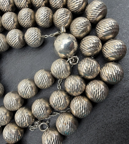 Gorgeous Textured Sterling Silver Beaded Necklace3