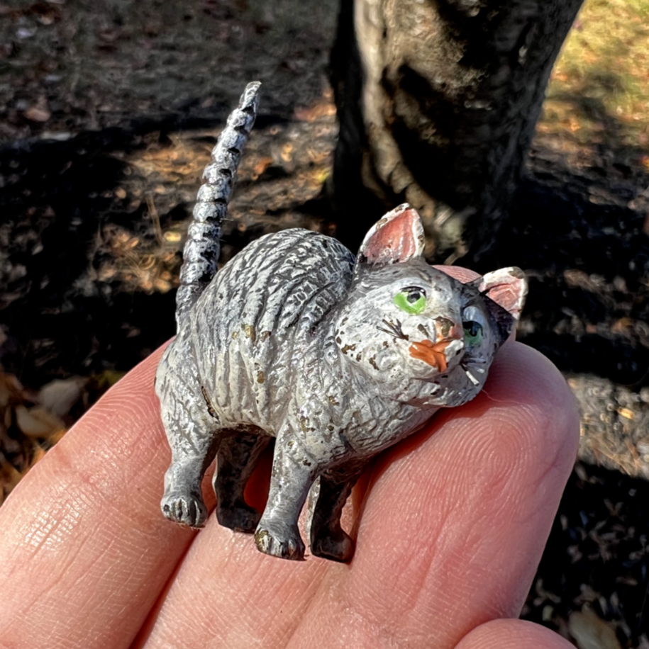Small Antique Austrian Vienna Cold Painted Bronze Figure of Tom Cat0