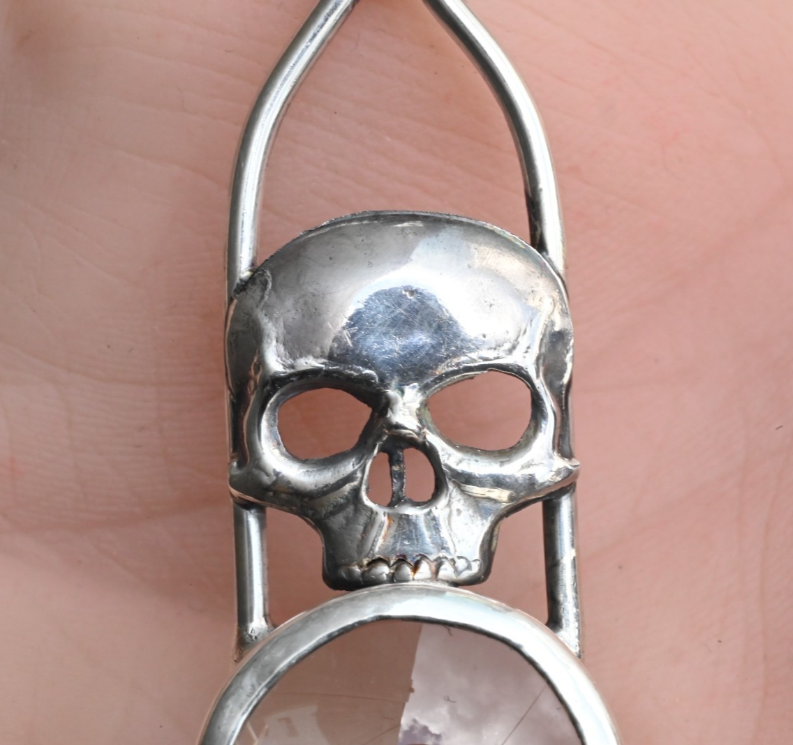 Vintage Signed Sterling Silver Southwest Jewelers 10X Loupe with Skull Motif1