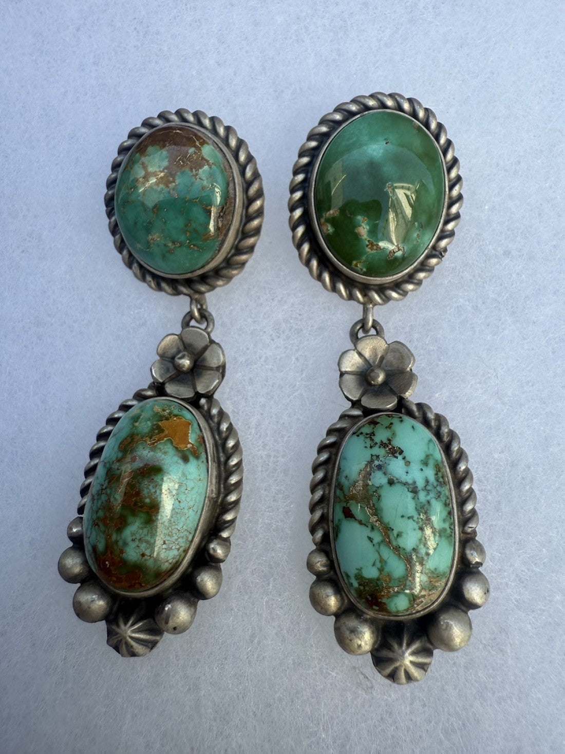Native American Turquoise &Sterling Squash Blossom Jewelry Set By Maynard Garcia15