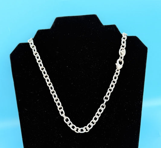 Genuine Judith Ripka Sterling Silver Textured Link Chain Necklace0