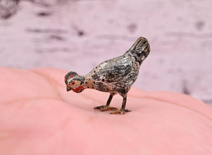 1900s Antique Austrian Vienna Cold Painted Bronze Figure of Chicken Searching3
