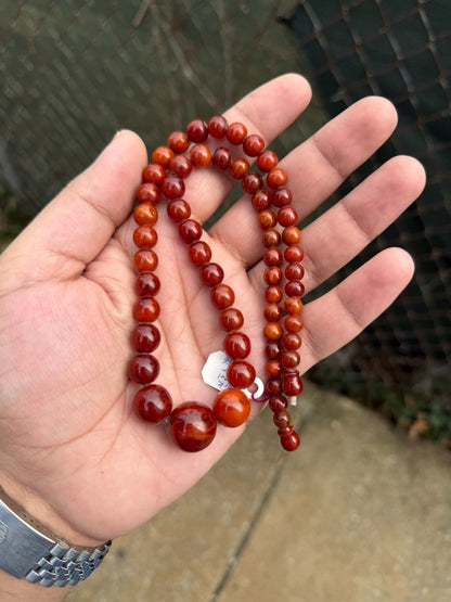 Gorgeous Dark Colored Natural Amber Necklace in Round Sphere Shape5