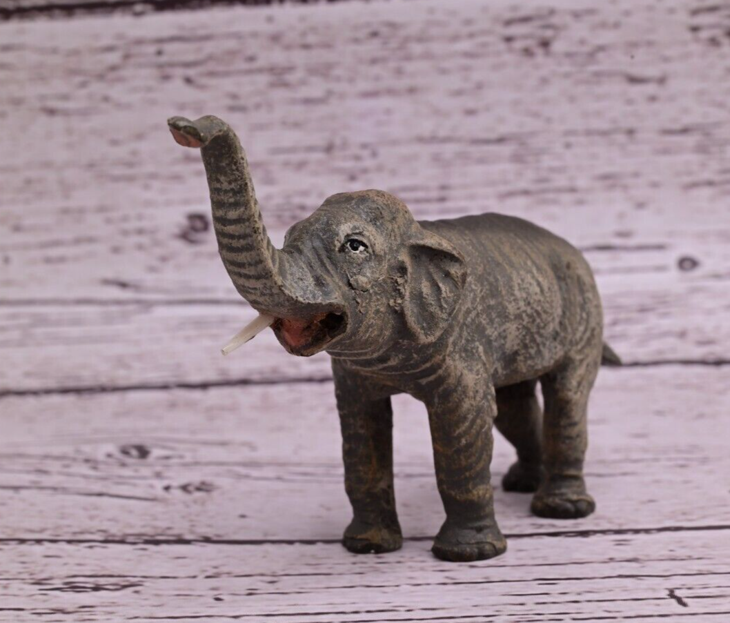 Detailed Old Antique Austrian Vienna Cold Painted Bronze Figure of Elephant7