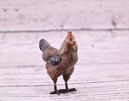 Wonderful Antique Austrian Vienna Cold Painted Bronze Figure of Brown Hen9