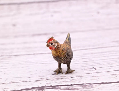 Well Detailed Antique Austrian Vienna Cold Painted Bronze Figure of Small Hen5