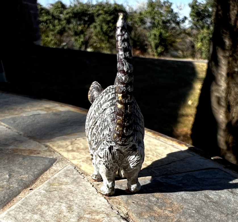 Small Antique Austrian Vienna Cold Painted Bronze Figure of Tom Cat8