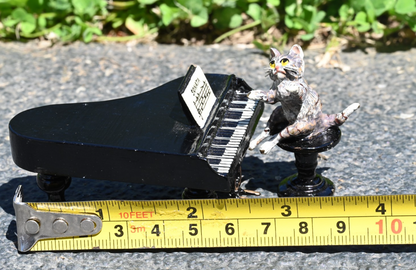 Fritz Bergmann  Austrian Vienna Cold  Painted Bronze Musical Cat Playing Piano0