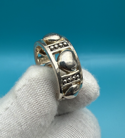 Lovely Sterling Silver Eternity Ring with Puffy Hearts Signed ECCLISSI2