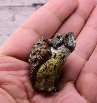 Well Detailed Antique Austrian Vienna Cold Painted Bronze Figure of Owl6