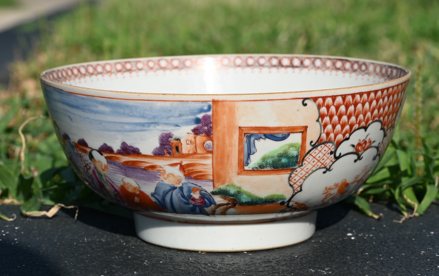 Authentic 18th C. Chinese Famille Rose "Mandarin" Palette Export Porcelain Bowl1