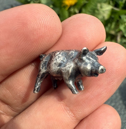 Cute Antique / Vintage Italian .925 Sterling Silver Figure of Miniature Pig6