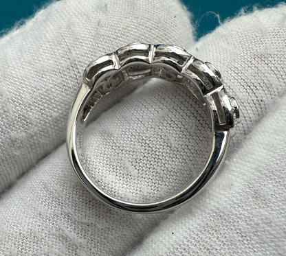 Vintage Marked Ritani Solid Sterling Silver 925 CZ Halo Tapered Band Ring4