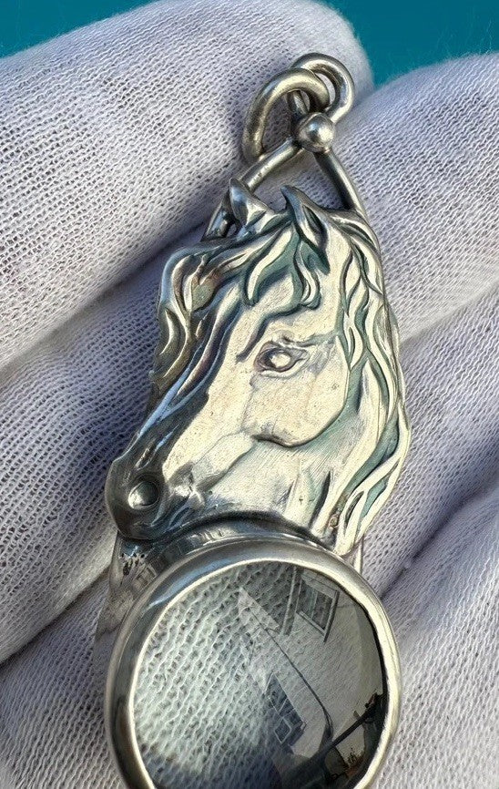 Elegant Vintage Signed Sterling Silver Southwest Jewelers Loupe W/ Horse3