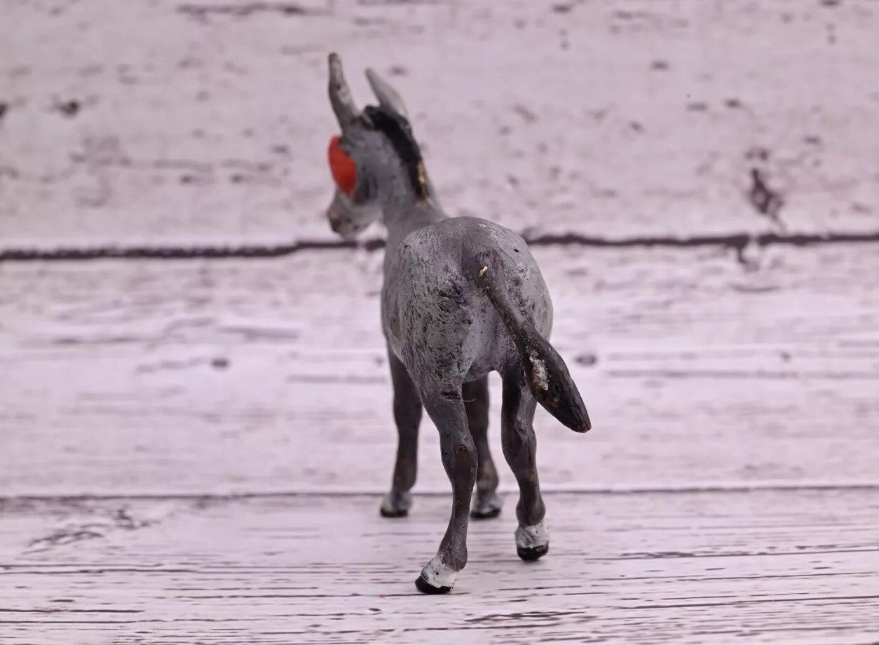 Antique Austrian Vienna Cold Painted Bronze Figure of Donkey with Red Eyepatch6