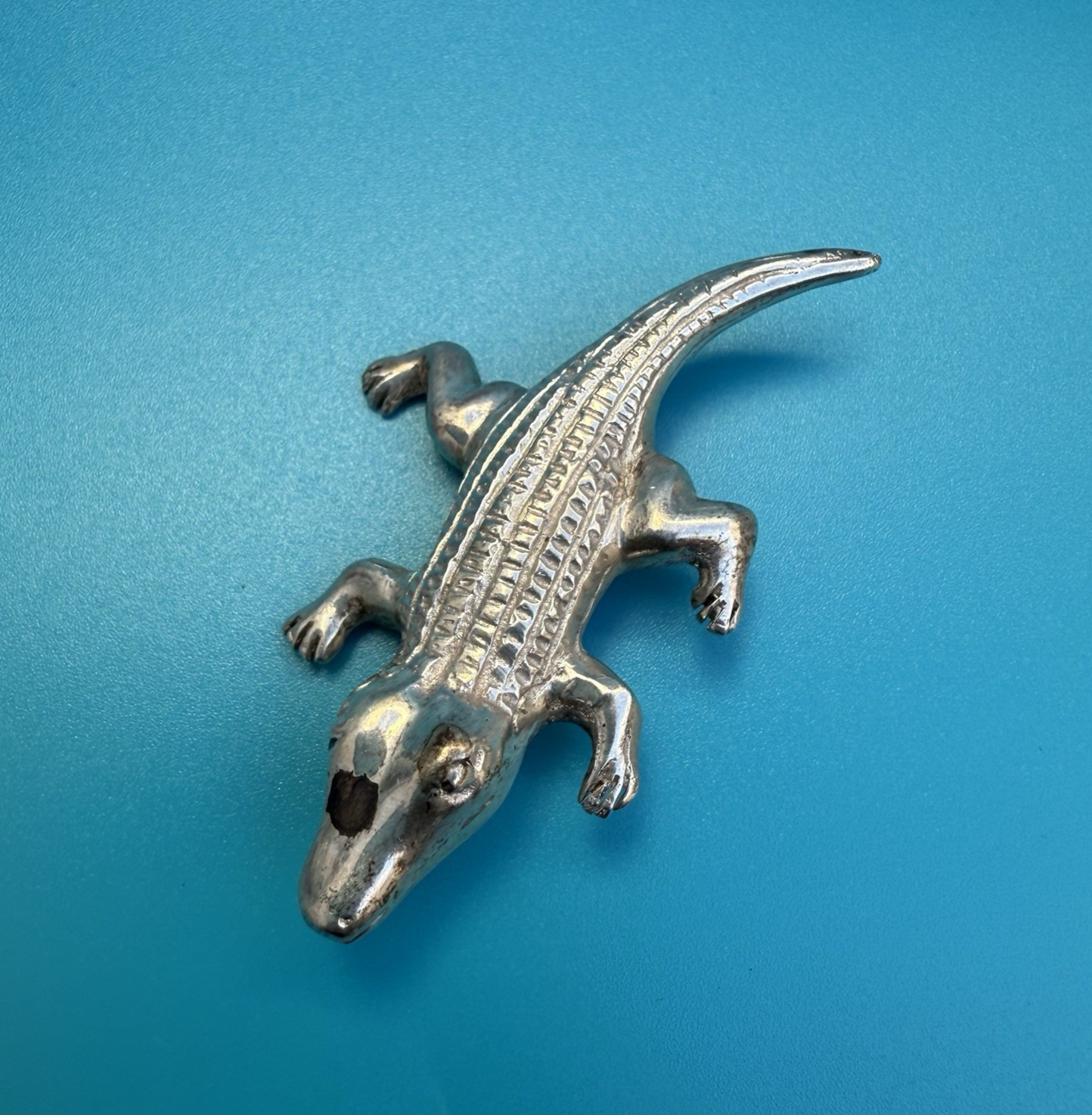 Superb Vintage Sterling Silver Signed Taxco Alligator Brooch Pin2