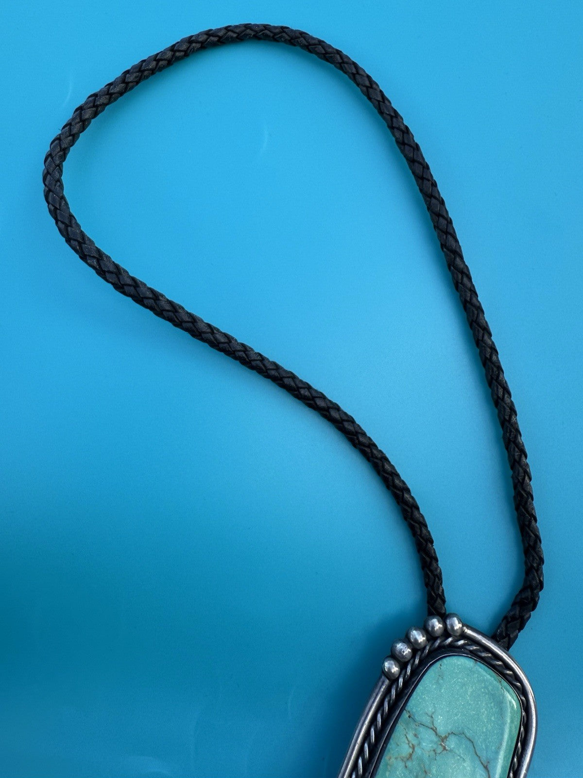 Amazing Native American Navajo Sterling Silver Turquoise Far Fetchel Bolo11