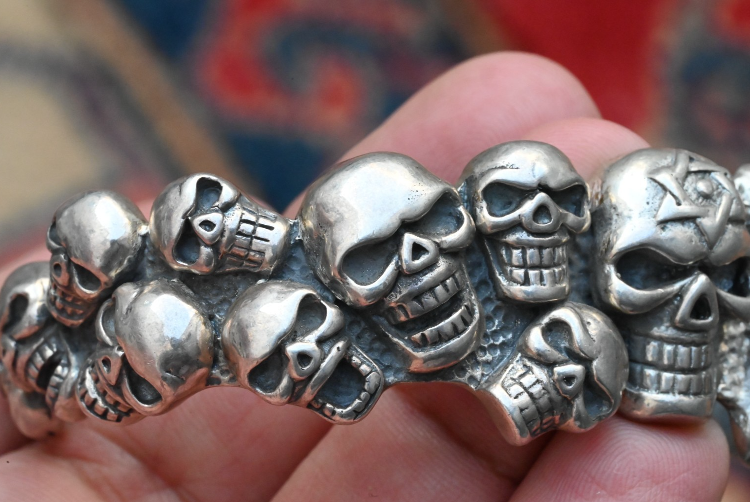 Fantastic Sterling Silver Cuff Bracelet with Skull Design7