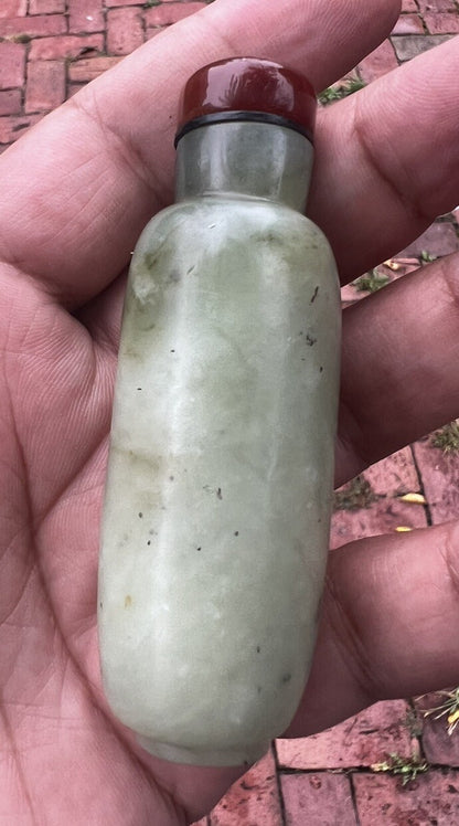 Elegant Antique / Vintage Chinese Hand Carved Natural Jade Snuff Bottle3