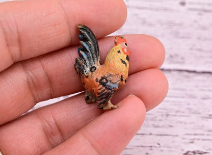Original Miniature Antique Austrian Vienna Cold Painted Bronze Cute Rooster1