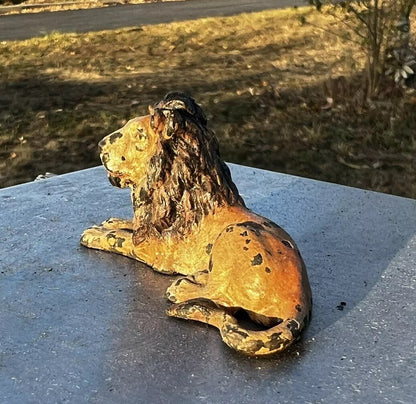 Antique Austrian Vienna Cold Painted Bronze Figure of Resting Lion7