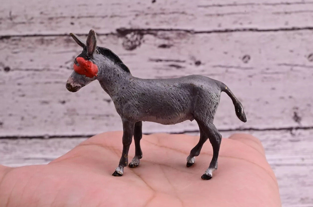 Antique Austrian Vienna Cold Painted Bronze Figure of Donkey with Red Eyepatch7