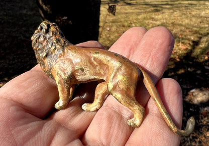Small Antique Austrian Vienna Cold Painted Bronze Figure of Lion4