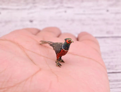 1900s Antique Austrian Vienna Cold Painted Bronze Figure of Tiny Pheasant8