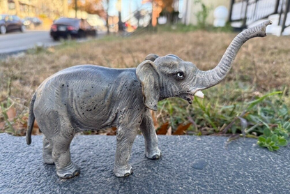 Very Large Antique Austrian Vienna Cold Painted Bronze Figure of Elephant0