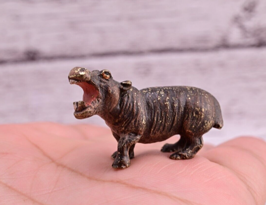 Life-Like Antique Austrian Vienna Cold Painted Bronze Figure of Hippopotamus0