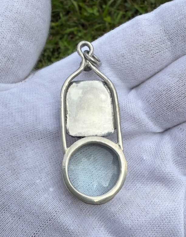 Signed MS Sterling Silver Southwest Jewelers Loupe W/ Moss Agate3