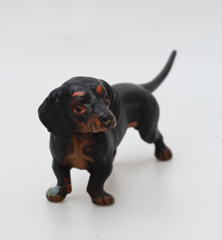 Gorgeous Antique Austrian Vienna Cold Painted Bronze Figure of Dachshund Dog2