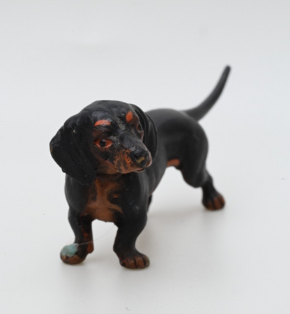 Gorgeous Antique Austrian Vienna Cold Painted Bronze Figure of Dachshund Dog2