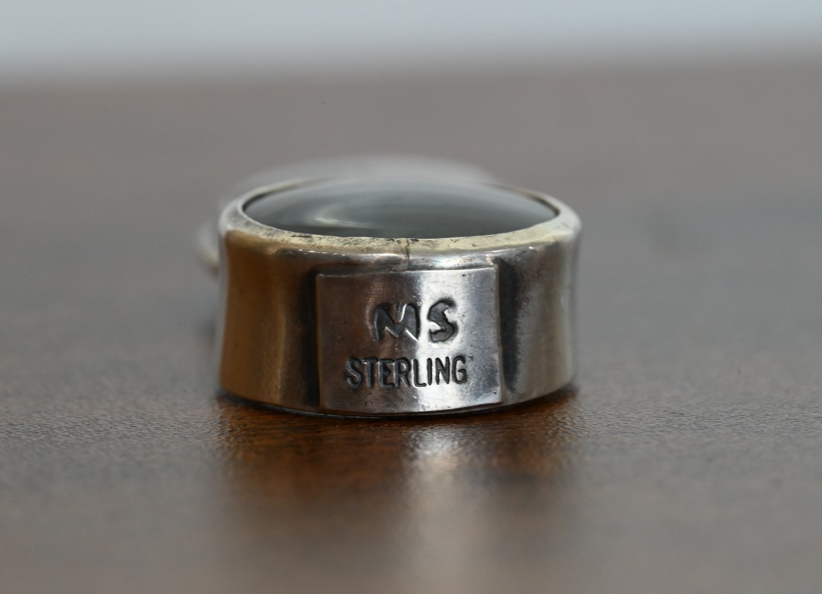 Sterling Silver Southwest Jewelers Loupe W/ Agate Cabochon Gem3