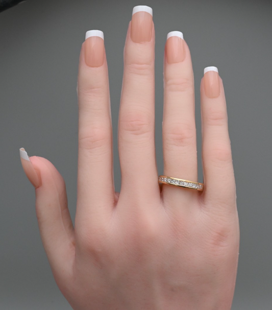 Lovely 14K Yellow Gold Channel-set Band featuring Princess-cut Natural Diamonds1
