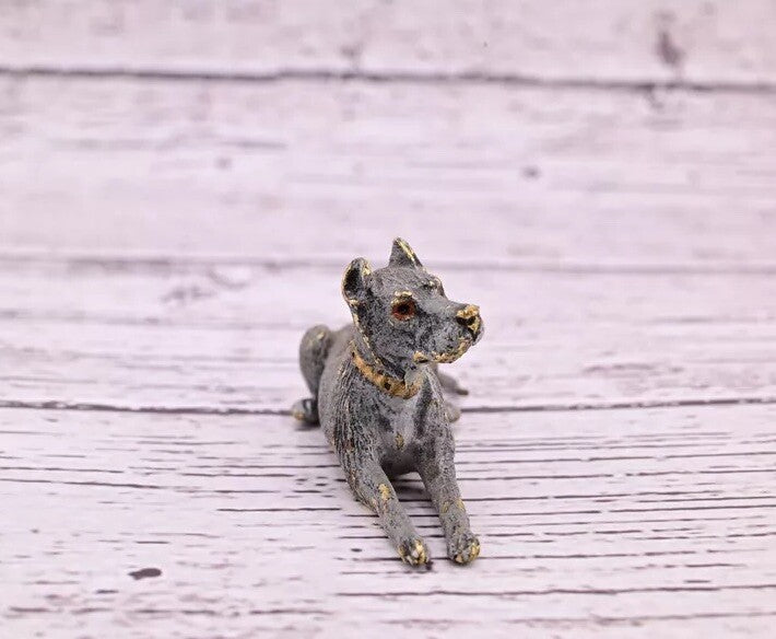 Antique Austrian Vienna Cold Painted Bronze Figure of Life-like Great Dane Dog4