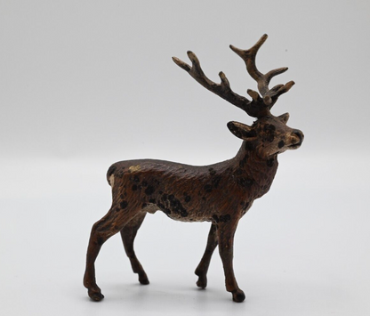 Majestic Antique Austrian Vienna Cold Painted Bronze Figure of Deer Buck4