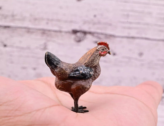 Wonderful Antique Austrian Vienna Cold Painted Bronze Figure of Brown Hen0
